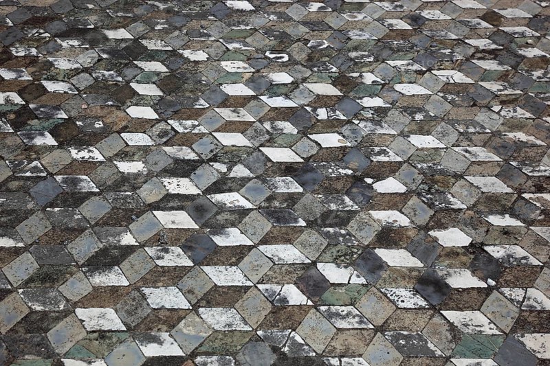 Mosaic with three-dimensional effect in a thermal bath in Pompeii