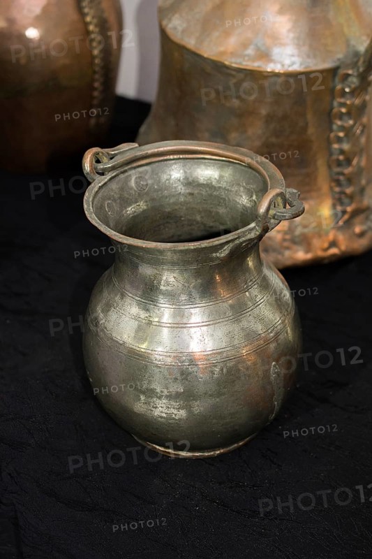 Old retro style metallic bucket in view