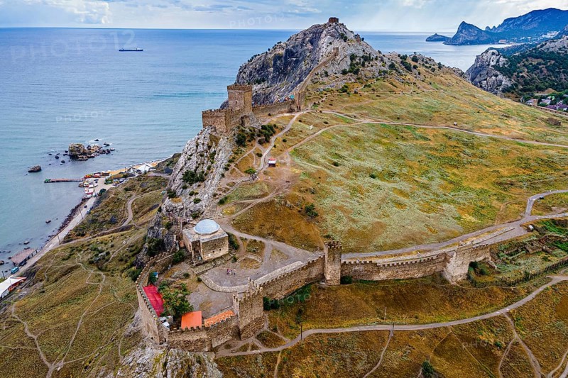 Aerial of the Genoese fortress of Sudak