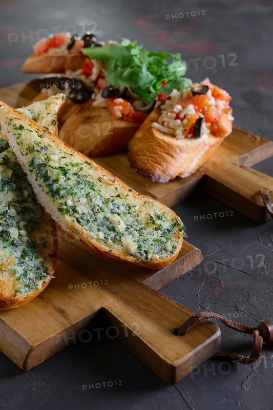 Set of toasts with tomato