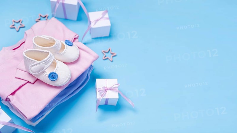 High angle cute little baby accesories with copy space