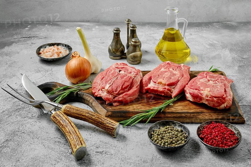 Raw lamb neck meat cut on slices