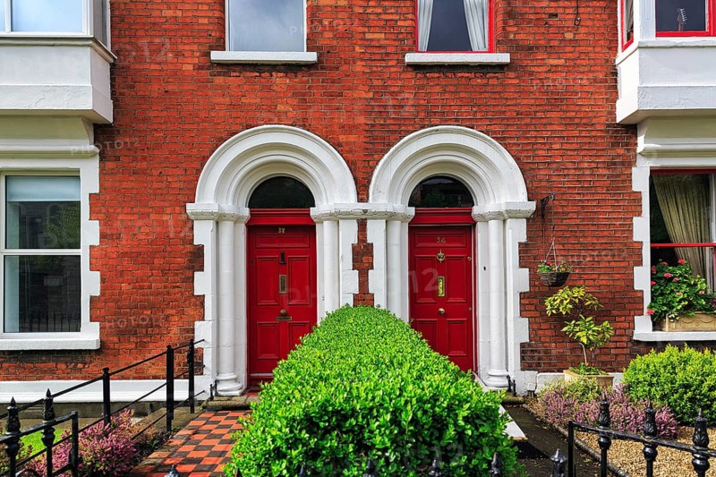 Typical terraced houses with small front garden