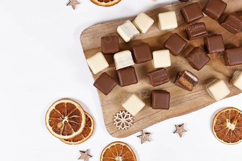 German Christmas candy called 'Dominosteine' consisting of gingerbread
