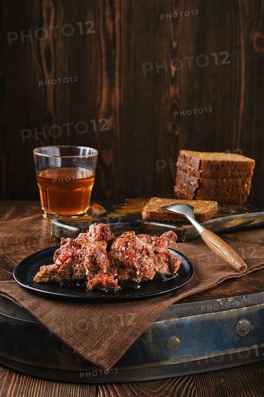 Homemade canned deer stew meat on a plate