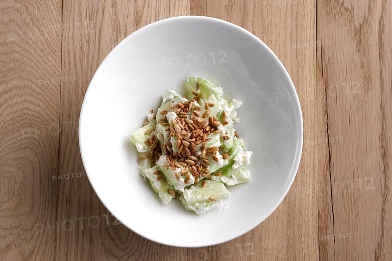 Top view of salad with cucumber