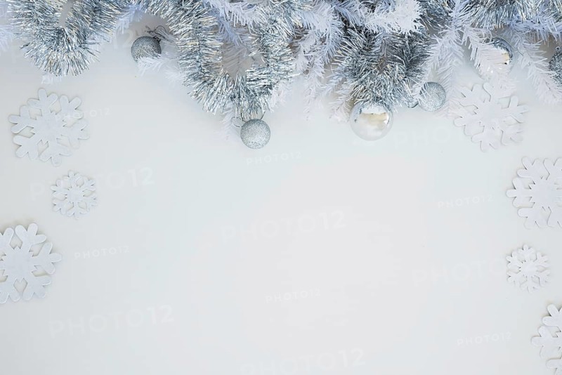 Tinsel with shiny baubles table. Resolution and high quality beautiful photo