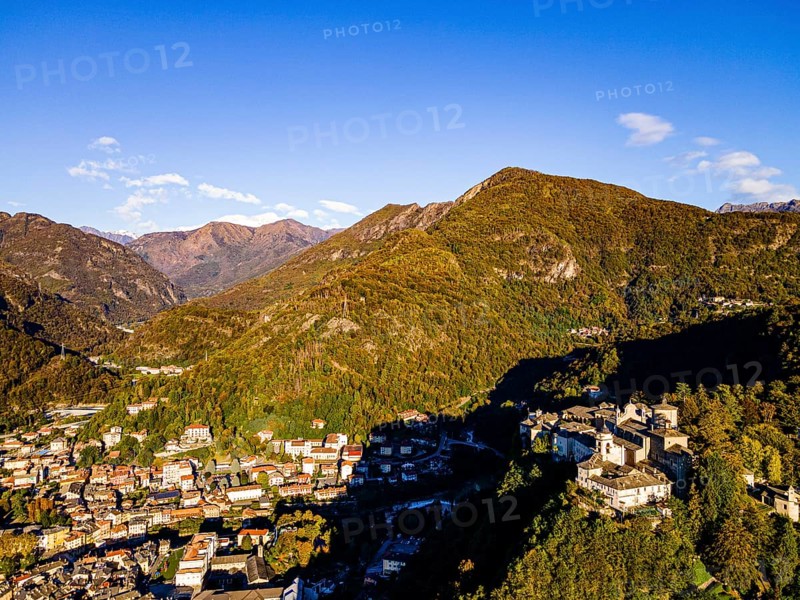 Aerial of the Unesco world heritage site Sacro Monte de Varallo