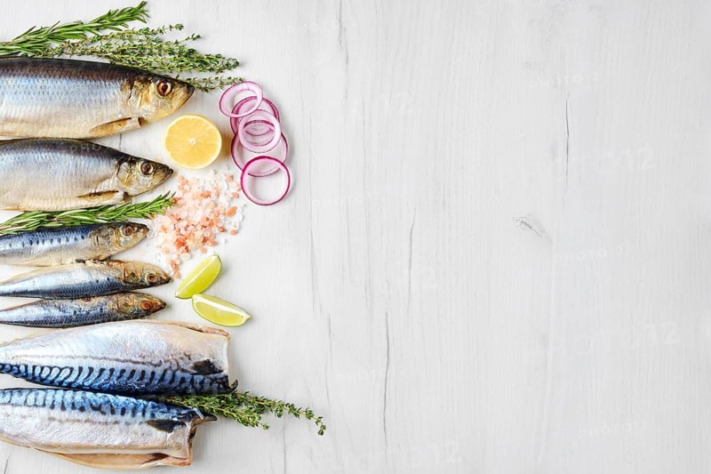 World food day concept. Seafood day. Composition with fresh herring