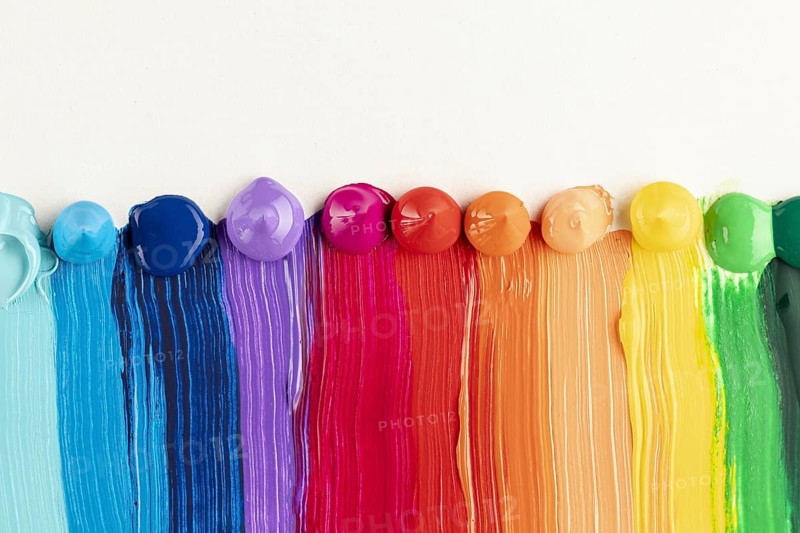 Colorful paint trails white background