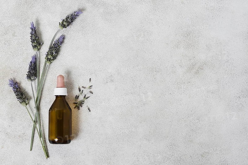 Top view glass bottle lavender copy space 1. Resolution and high quality beautiful photo