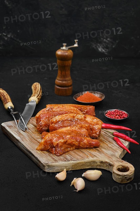 Marinated pork belly slice with spice ready for barbecue