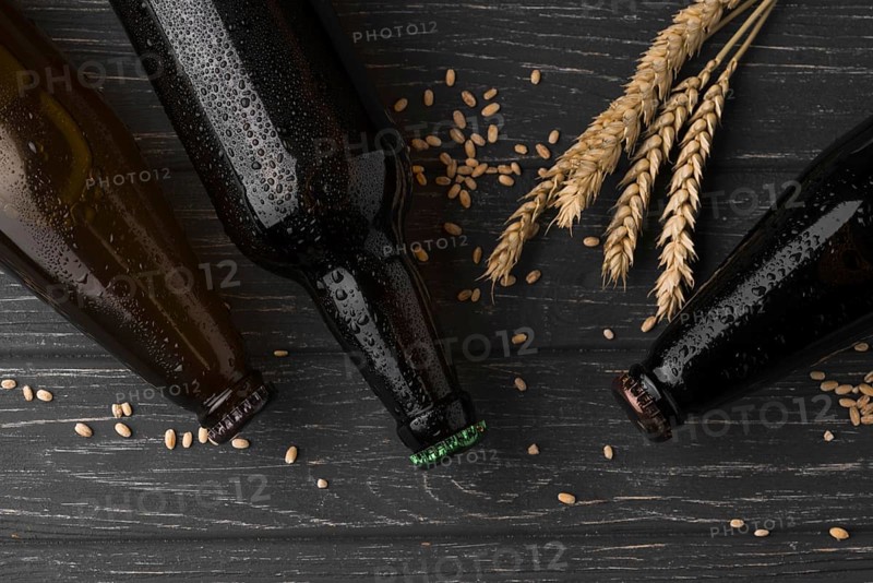 Top view beer bottles arrangement. Resolution and high quality beautiful photo