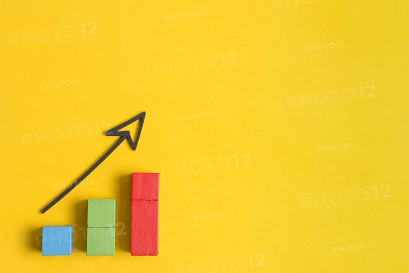 Colourful cubes drawn arrow