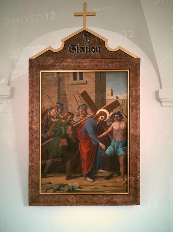 Stations of the Cross by an unknown artist in the ambulatory of the Catholic pilgrimage church of the Holy Trinity in Kappl