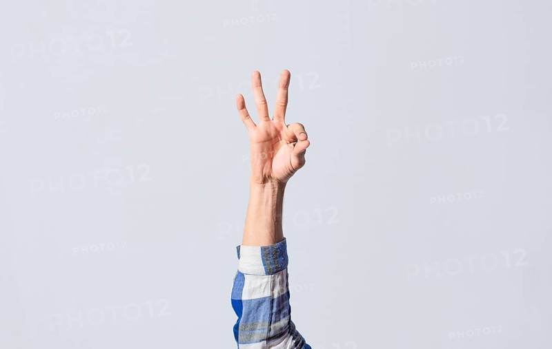 Number NINE in sign language. Deaf and dumb counting the number NINE in sign language