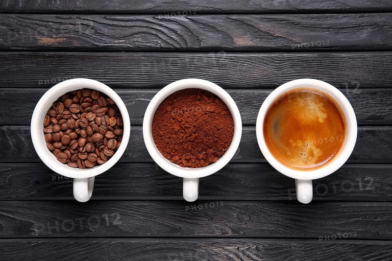 Three stages of coffee