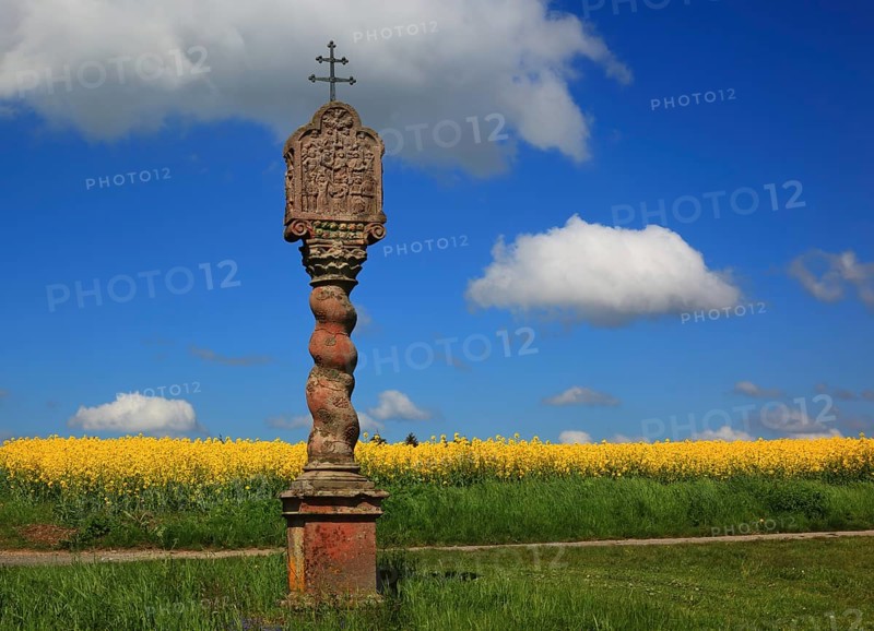 Wayside shrine in the field landscape near Hofbieber in the Rhoen