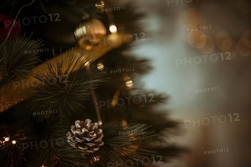 Pine cone christmas tree decorated with wreath balls. Resolution and high quality beautiful photo