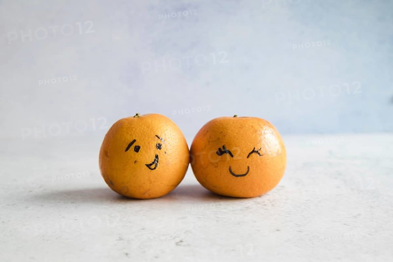 Tangerines with funny faces. Resolution and high quality beautiful photo