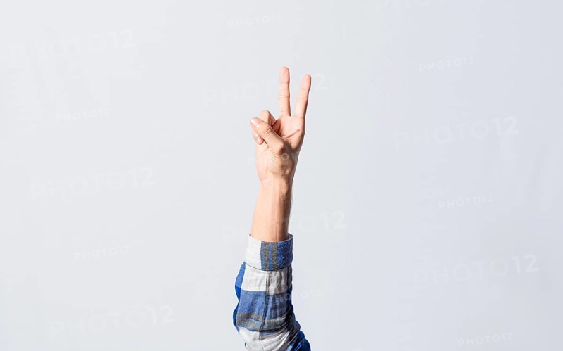 Counting the number TWO in sign language. Deaf and dumb counting the number TWO in sign language