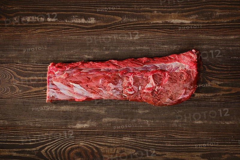 Overhead view of raw fresh beef tenderloin roast