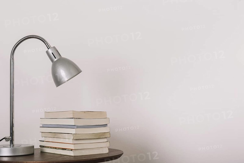 Table with lamp books. Resolution and high quality beautiful photo