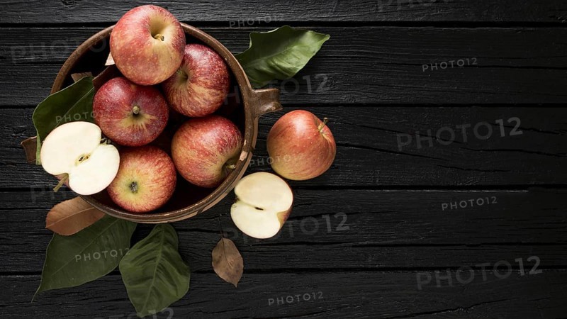 Top view apples basket with copy space. Resolution and high quality beautiful photo
