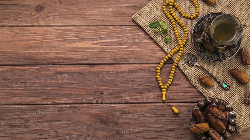 Tea glass with dates fruit beads canvas. Resolution and high quality beautiful photo