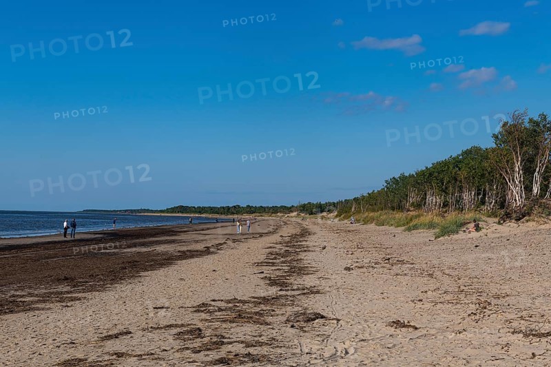 Long sandy beach on the white sea