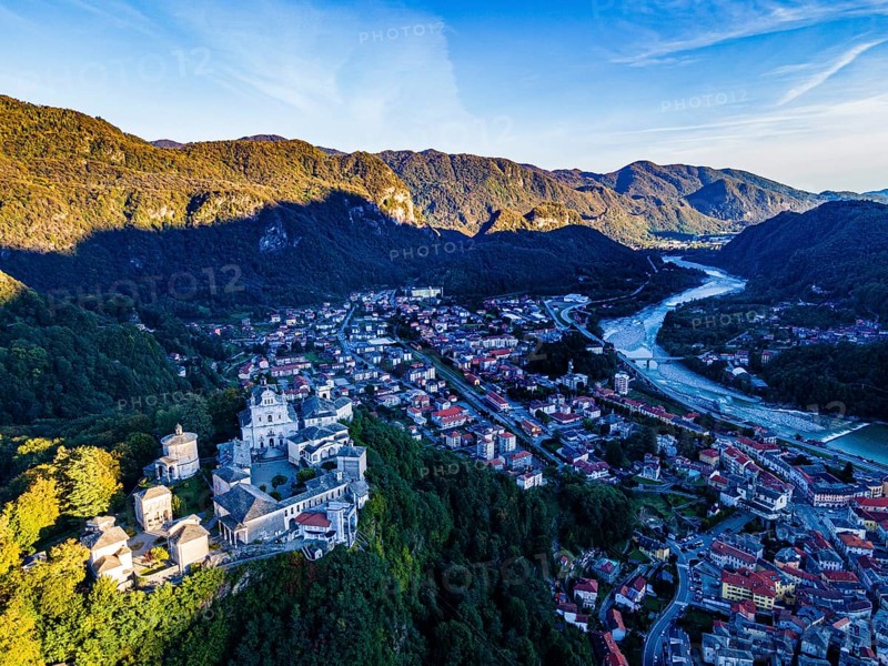 Aerial of the Unesco world heritage site Sacro Monte de Varallo