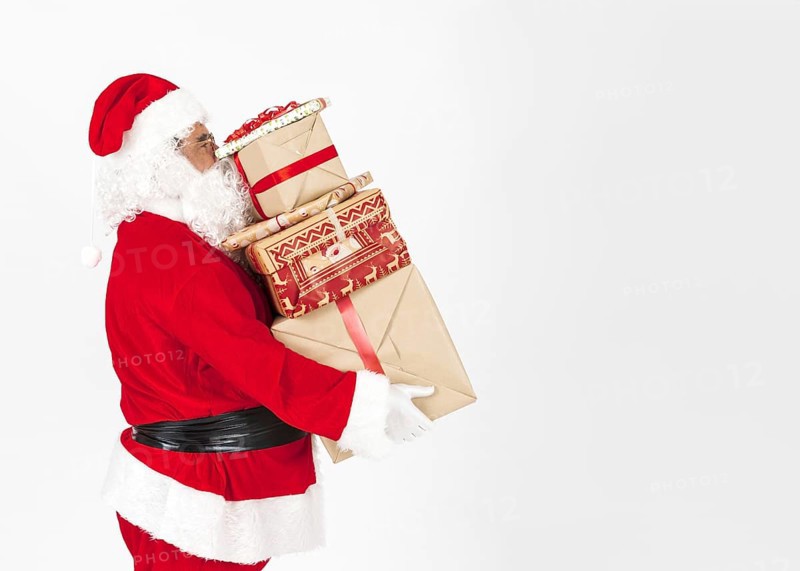 Santa claus bringing christmas presents
