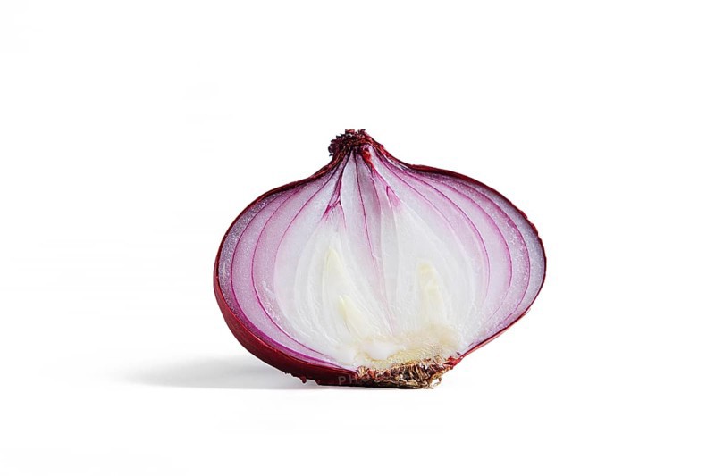 Fresh red onion cutted in half