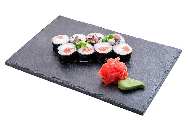 Rolls with salmon isolated on white background