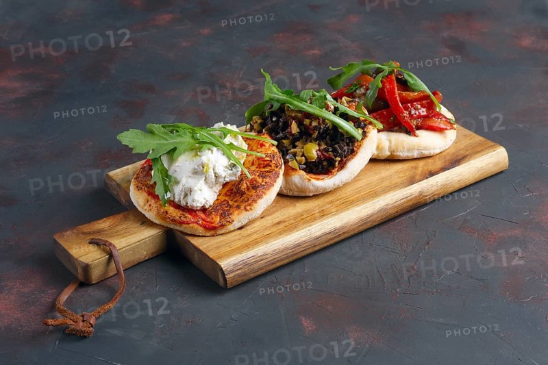 Tapas platter on wooden plate