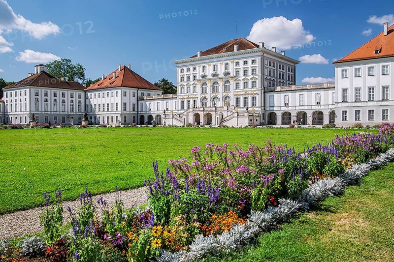Flower borders on the city side of Nymphenburg Palace