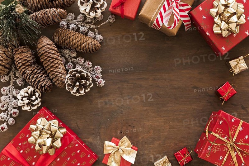 Gift boxes with big cones table