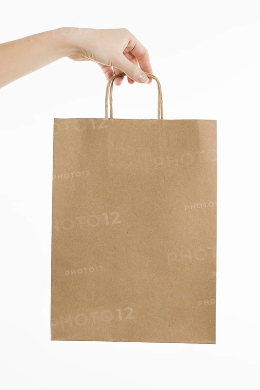 Hand holding paper bag