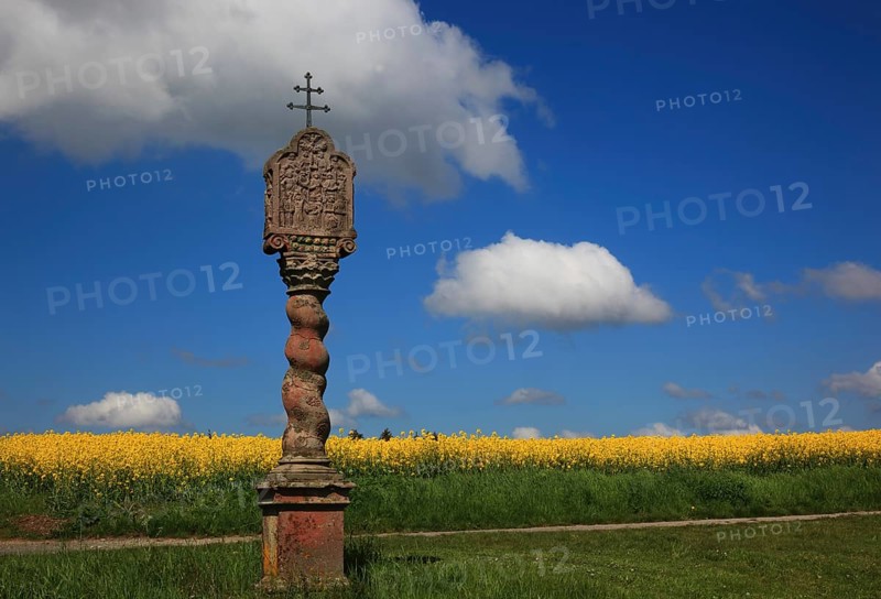 Wayside shrine in the field landscape near Hofbieber in the Rhoen