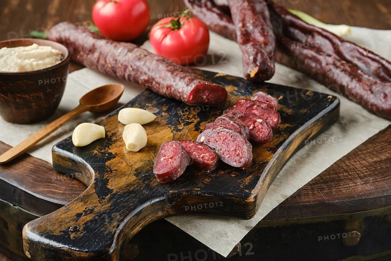 Dried sausage made of venison meat