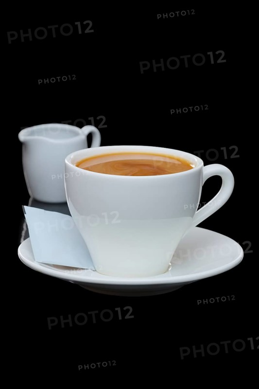 Milk and coffee. Photo with clipping path isolated on black background