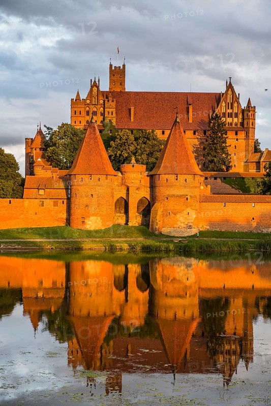 Unesco world heritage sight Malbork castle at sunset