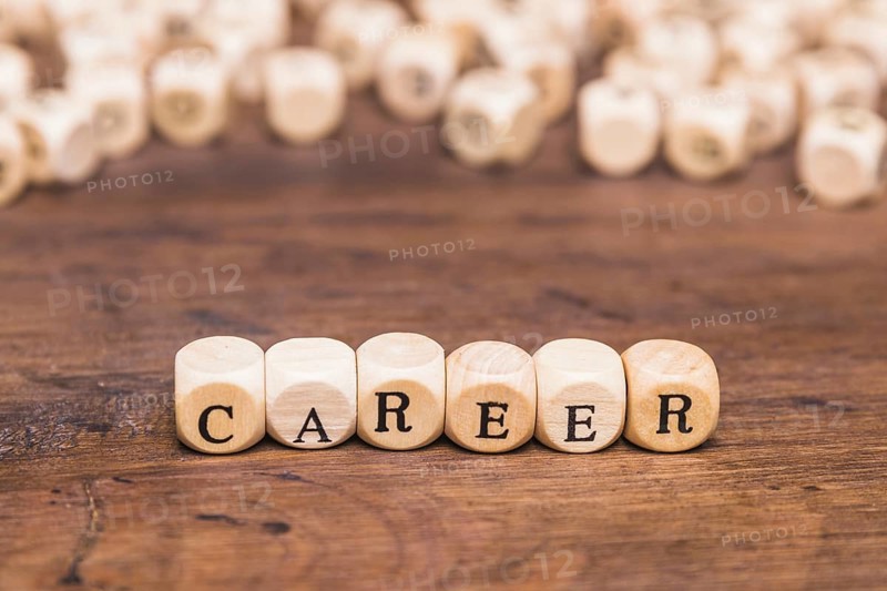 Concept career made from wooden dices