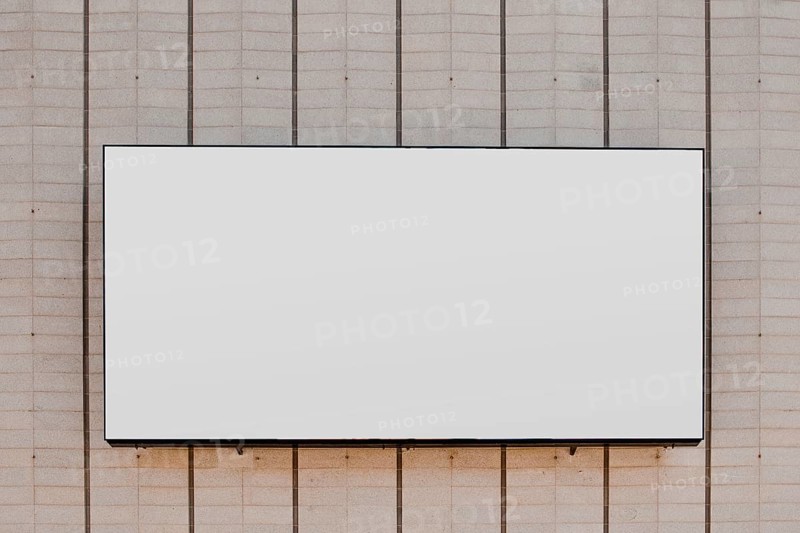 Rectangular white blank billboard striped wall