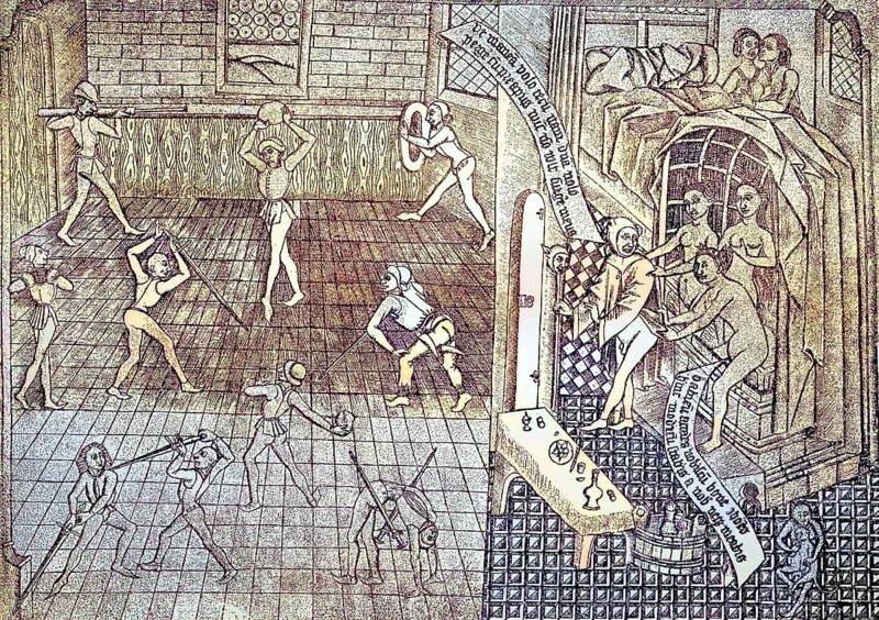 Fencing floor and woman's house