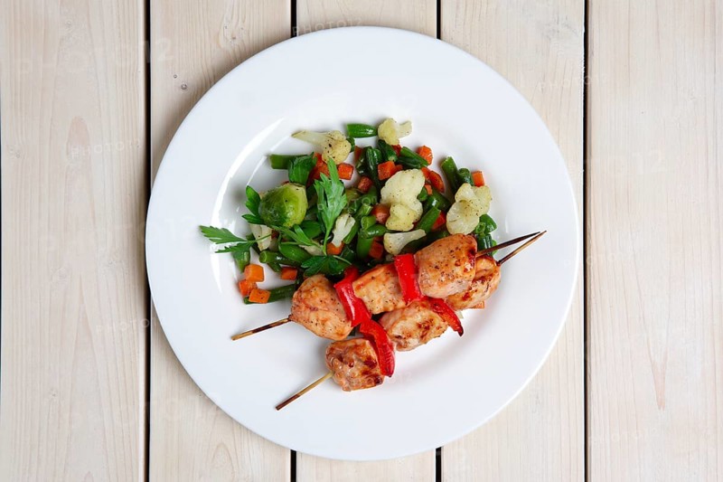 Shashlyk with roasted vegetables