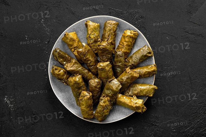 Grape leaves stuffed with meat and rice