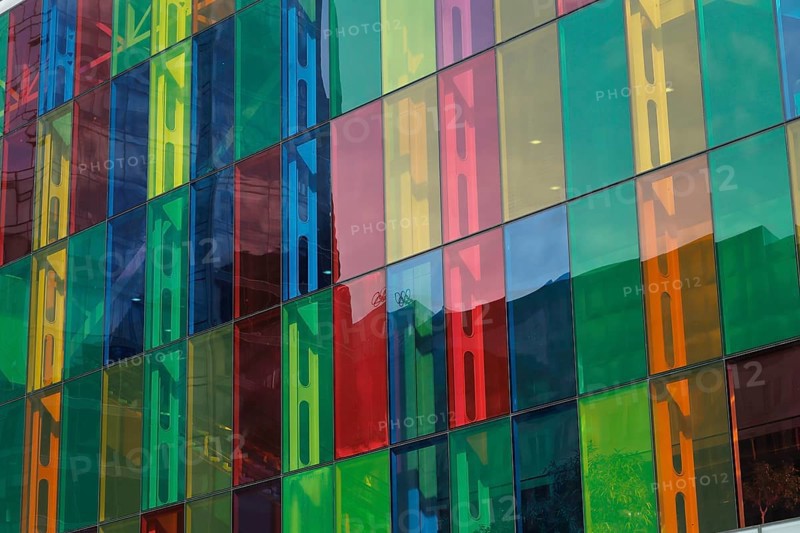 Colorful windows of the Palais des congres de Montreal