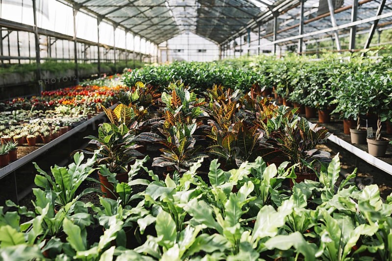 Potted plants growing greenhouse. Resolution and high quality beautiful photo