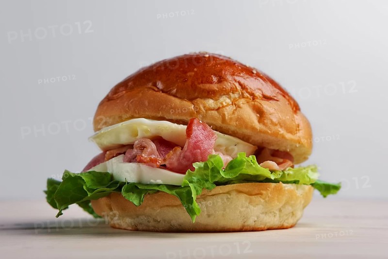 Soft focus photo of burger with mozzarella